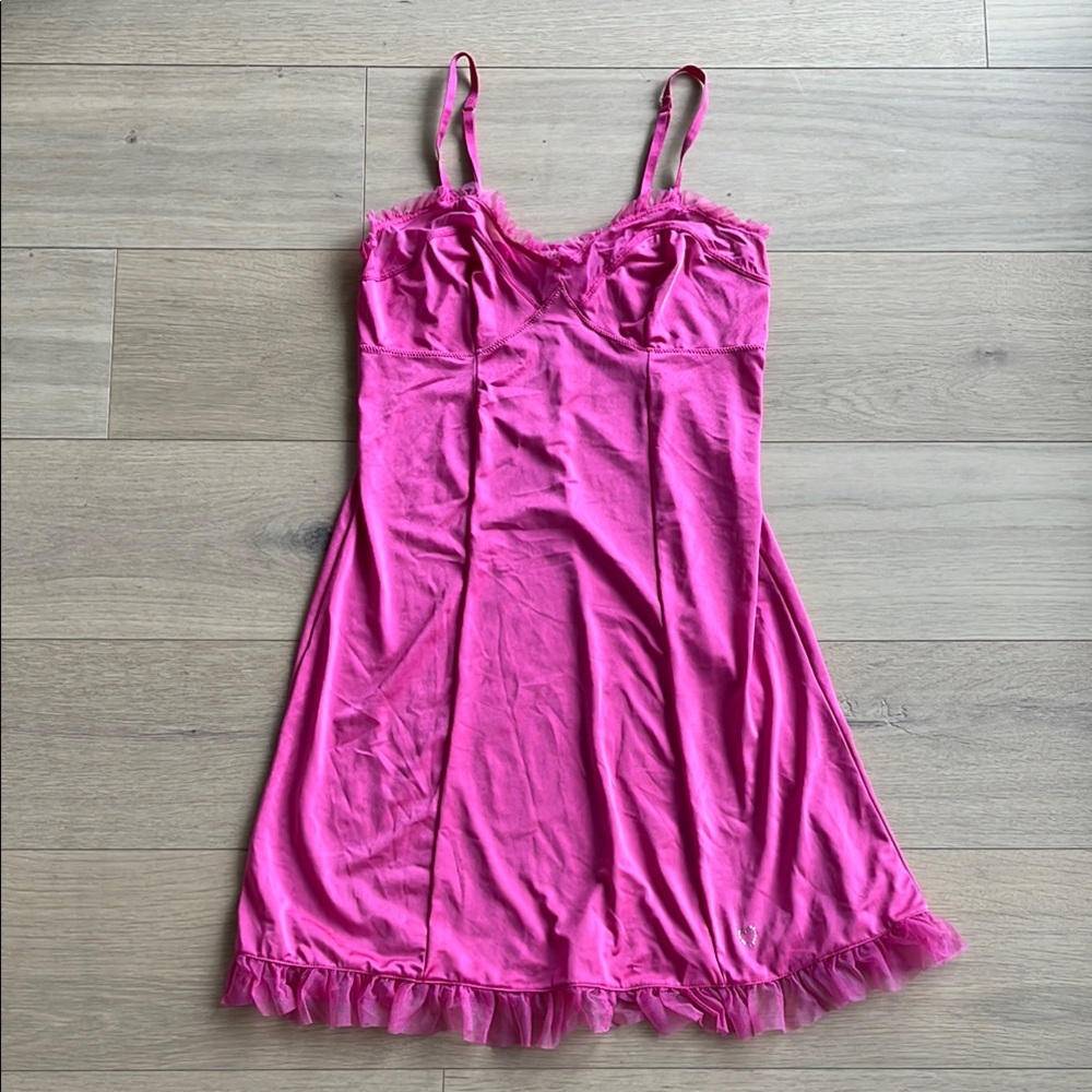 VTG Pink Slip with Lace Trim